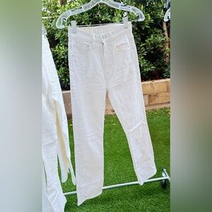 MOTHER Women's Straight Leg White Jeans
